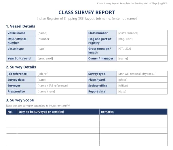 Class Survey Report Template IR Class
