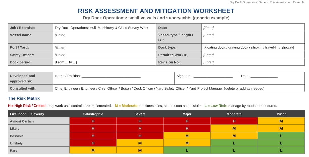 Generic Risk Assessment Dry Dock Small Vessels and Superyachts
