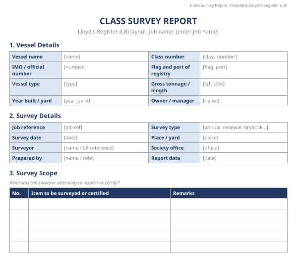 Class Survey Report Template LR Class