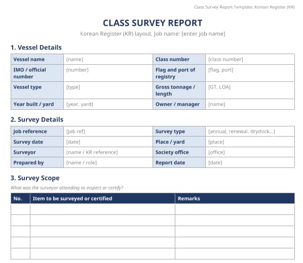 Class Survey Report Template KR Class