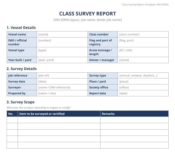 Class Survey Report Template DNV Class