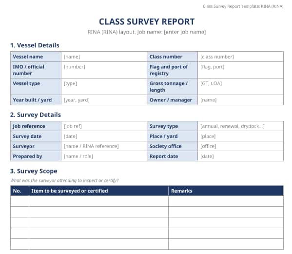 Class Survey Report Template RINA Class