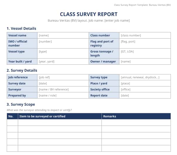 Class Survey Report Template Bureau Veritas Class